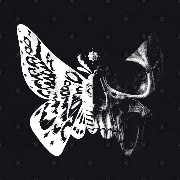 Skull Goth Moth Butterfly Gothic Unique Art by Kali Space